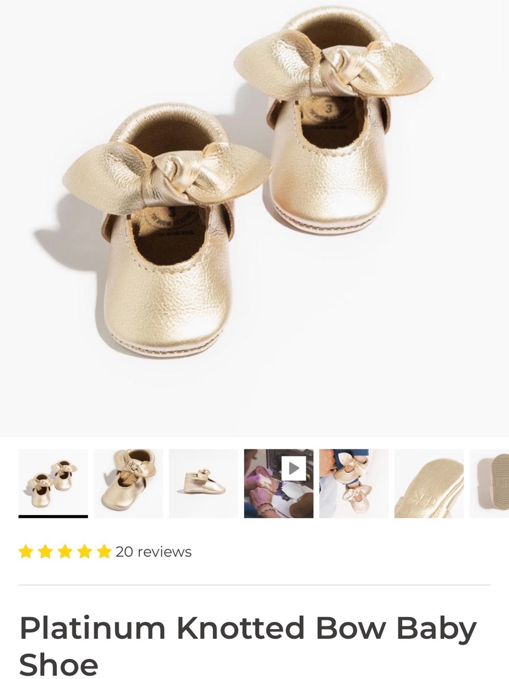 Freshly Picked Gold Knotted Bow Baby Shoes